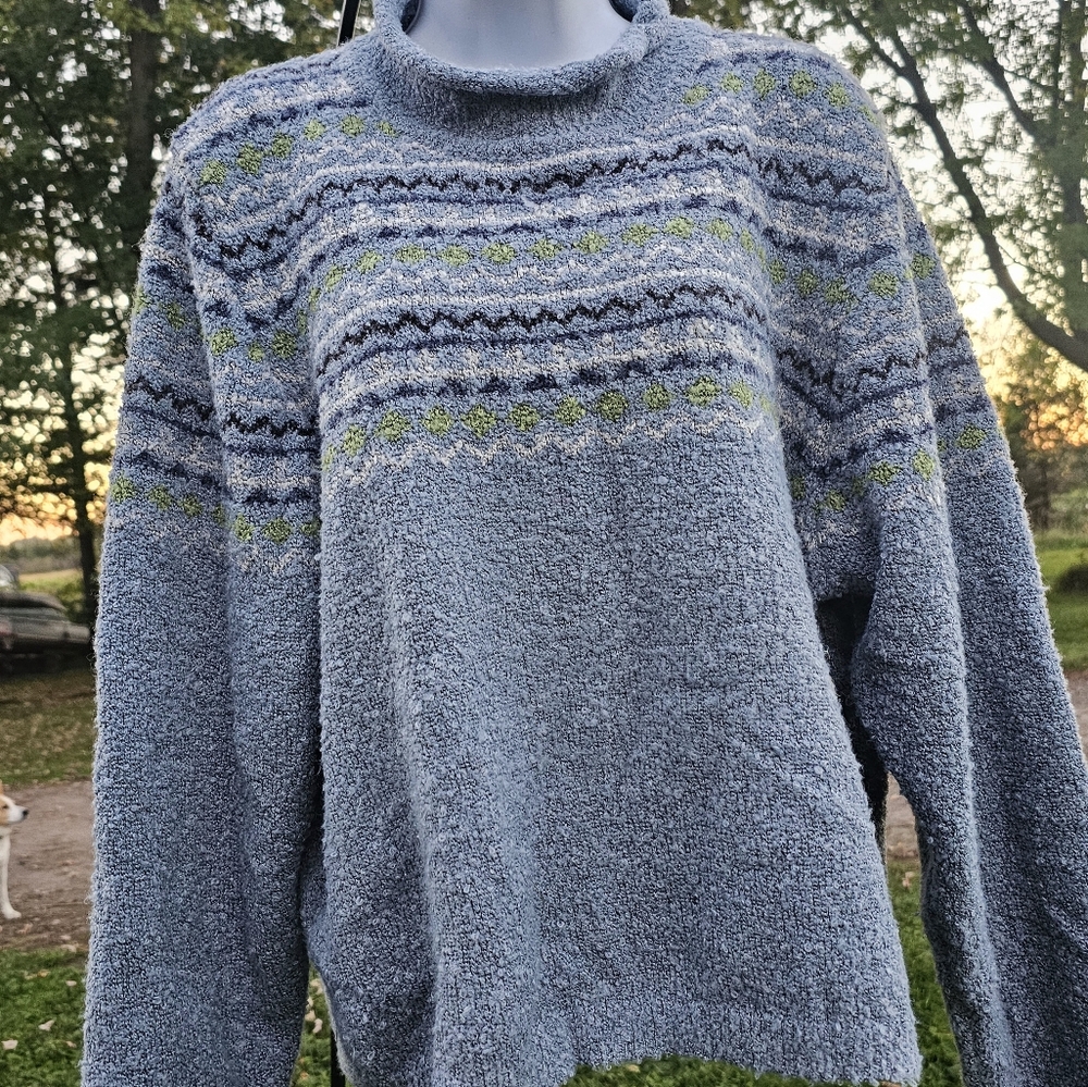 Arizona Jean Co. Women's  Blue Striped Long Sleeve  Pullover Sweater Sz Large